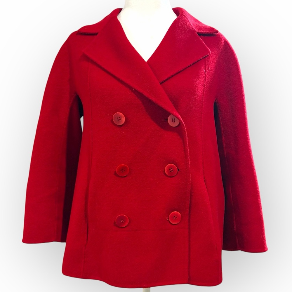 Talbots Red Wool Blend‎ Lightweight Coat Jacket Double Breasted Size 10